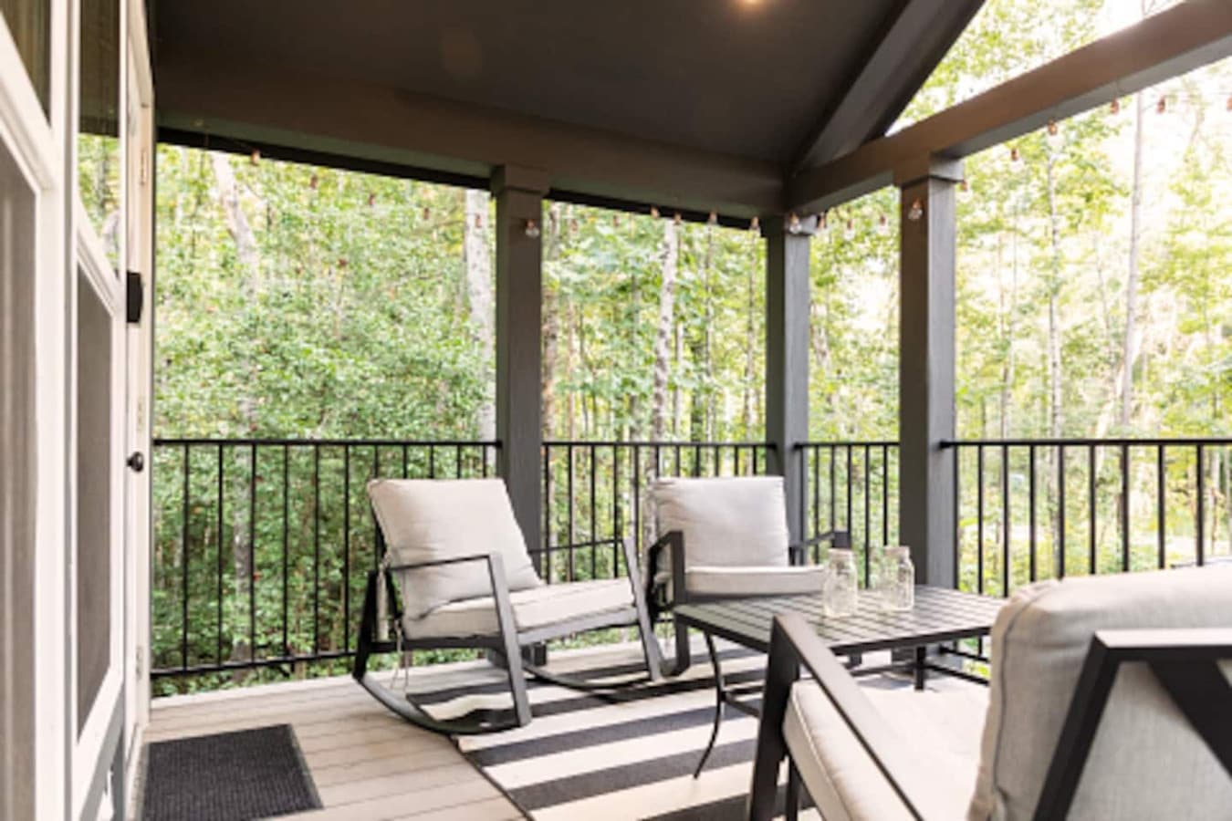 Covered Front Porch with 4 Rocking Chairs