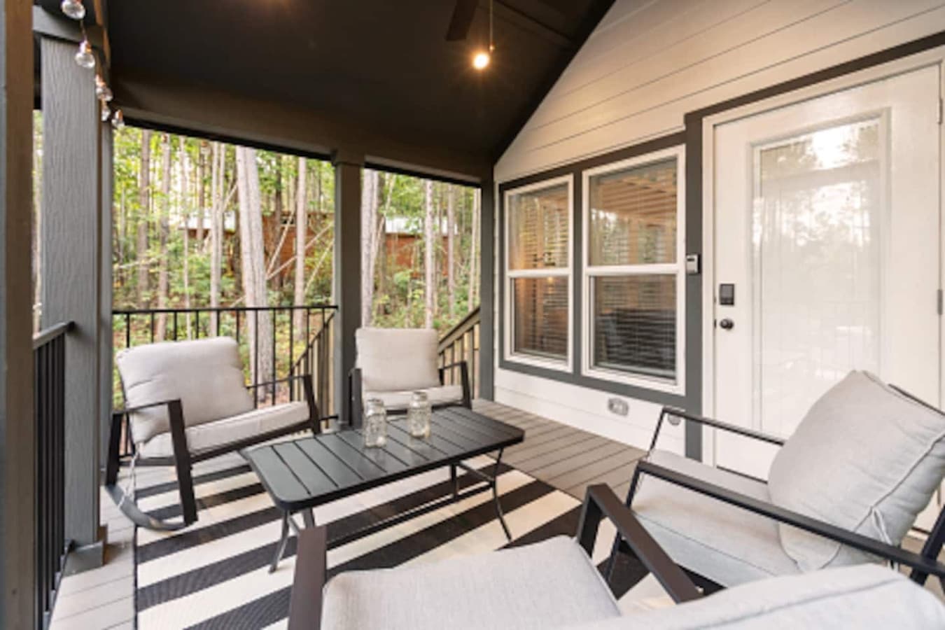 Covered Front Porch with 4 Rocking Chairs