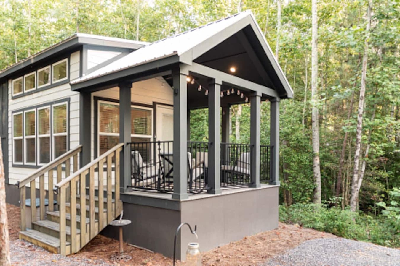 Covered Front Porch with 4 Rocking Chairs