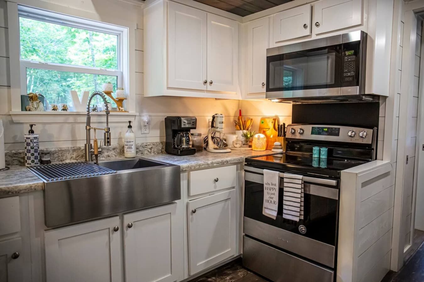 Thoughtfully stocked kitchen for home-style cooking.