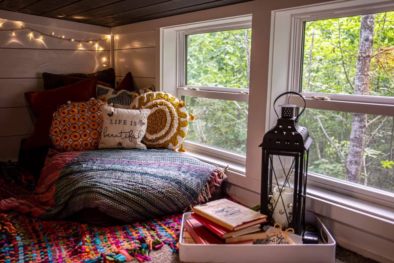 Feel like you are reading in a tree house in the loft's cozy reading nook.