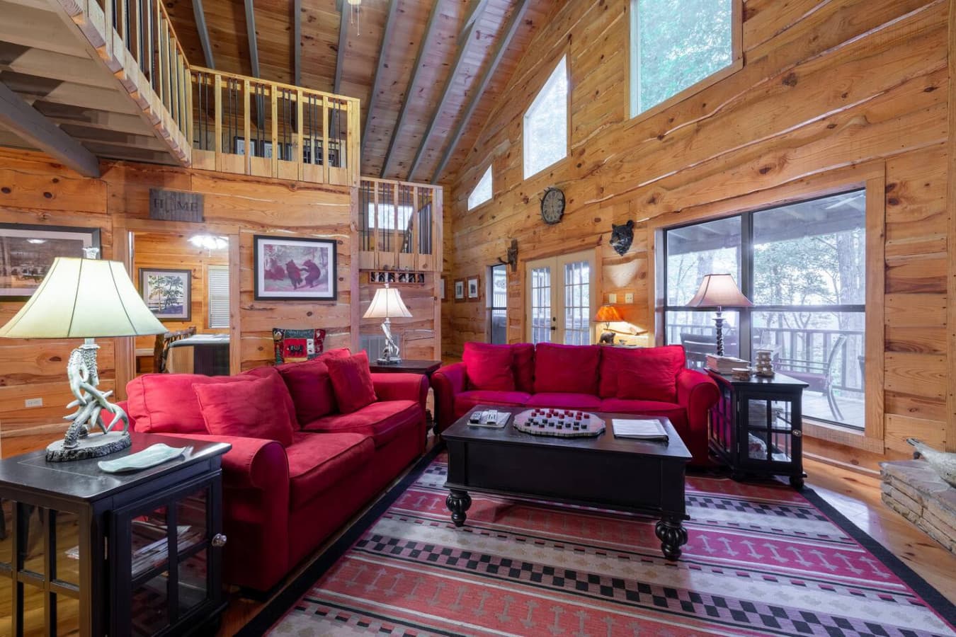Cozy living Room with mountain views.