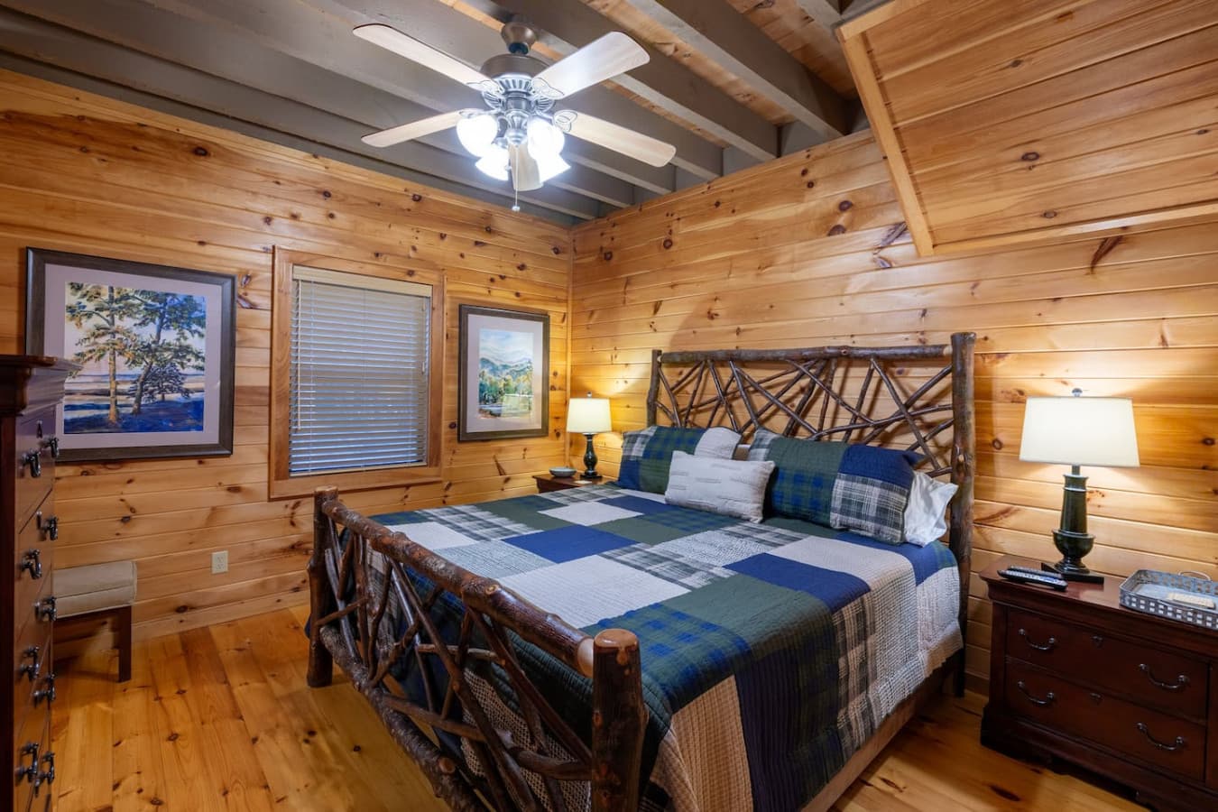 Custom king bed by Mentone local in the master bedroom.
