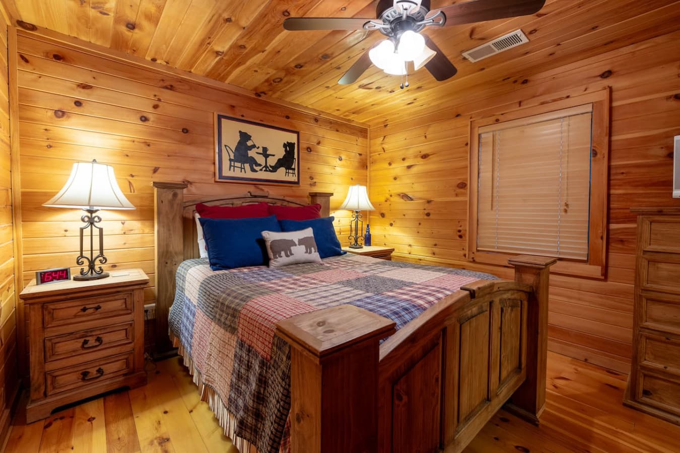 A cozy queen bedroom on the second floor perfect for unwinding after a day of mountain adventures.