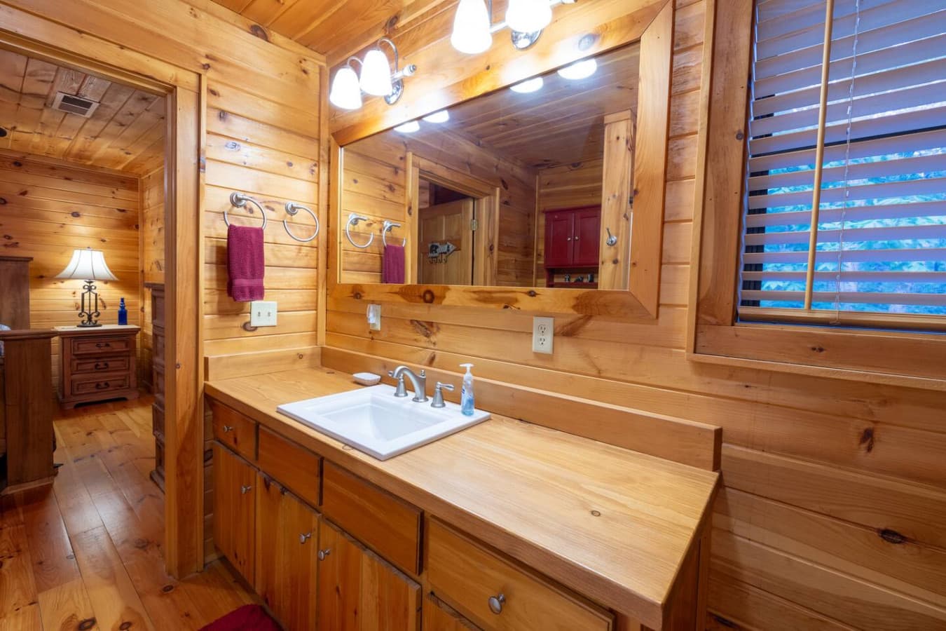 Jack and Jill bathroom with large vanity.