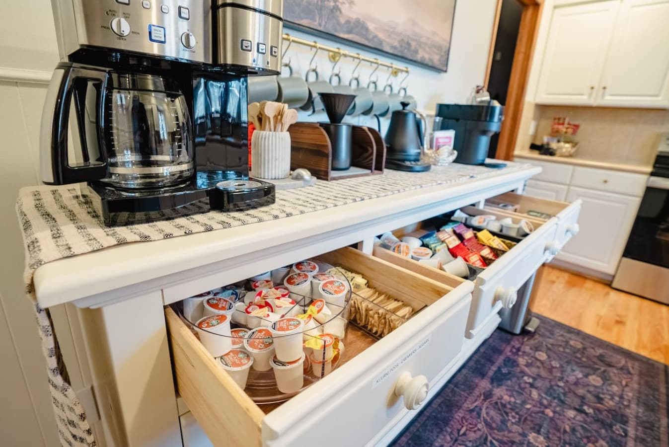 Keurig, Nespresso, drip, and pour-over available.
