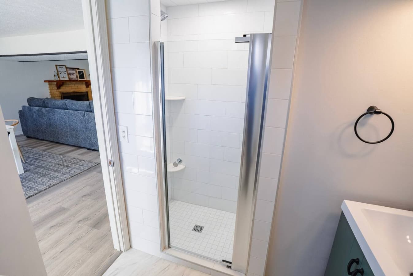 Shower space designed for straightforward use.