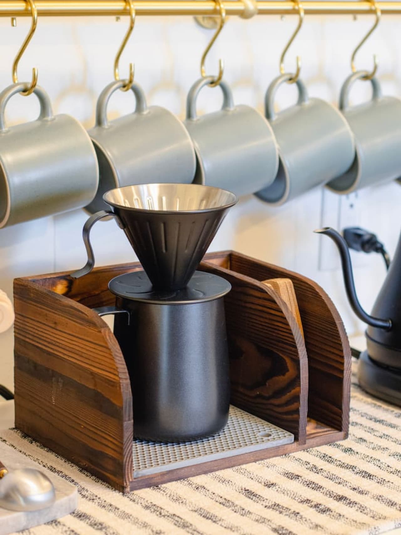 Coffee and tea station ready on arrival.