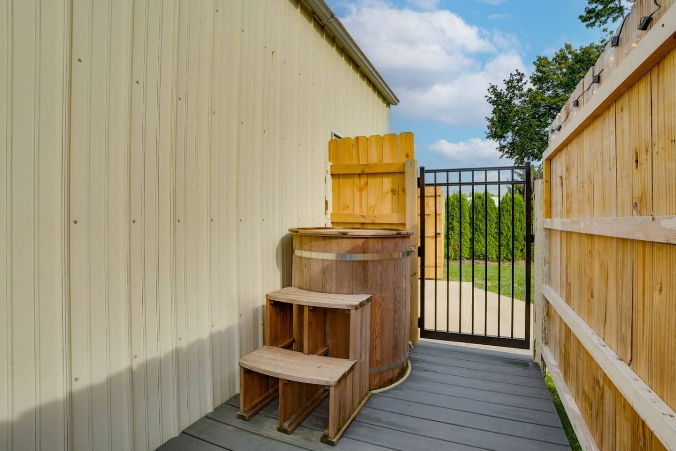 Cool off and refresh in the private plunge, offering a rejuvenating experience right in the backyard.