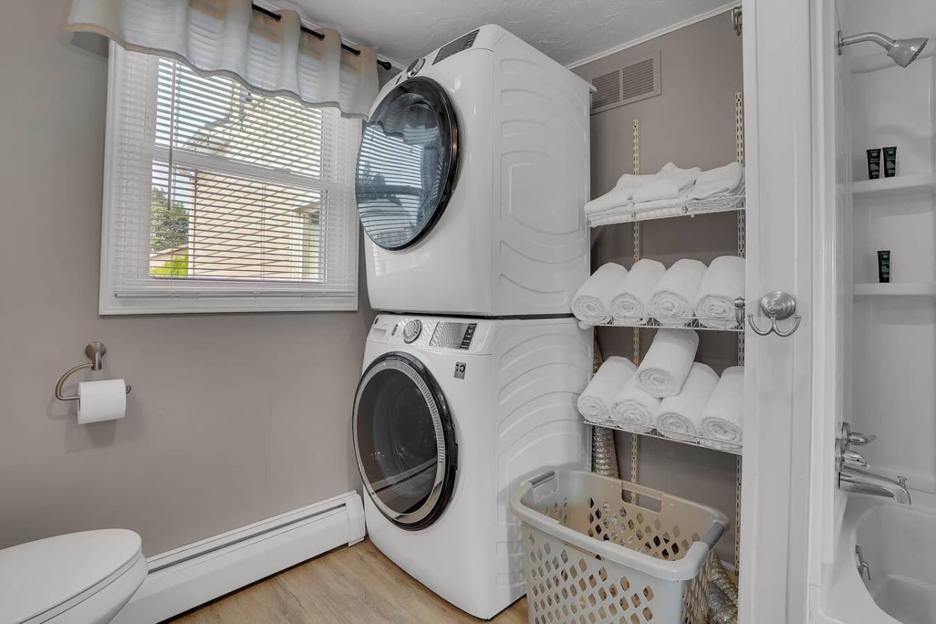 A tidy laundry area featuring a washer and dryer.