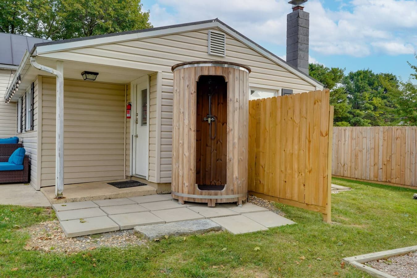 Outdoor shower.