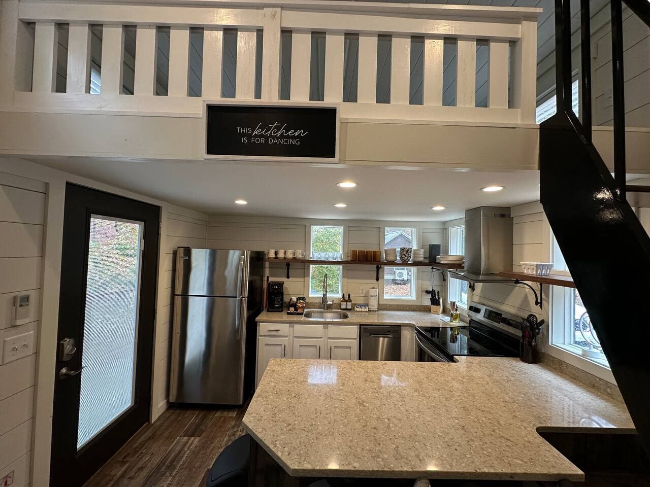 Dining surfaces available as well with 2 bar stools.