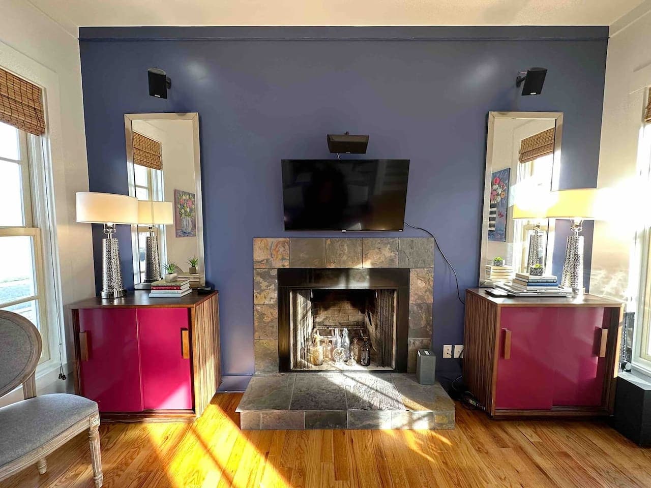 Curl up by the cozy fireplace, the perfect spot to relax after a day of exploring. Its warmth creates a peaceful ambiance that makes any evening feel special.