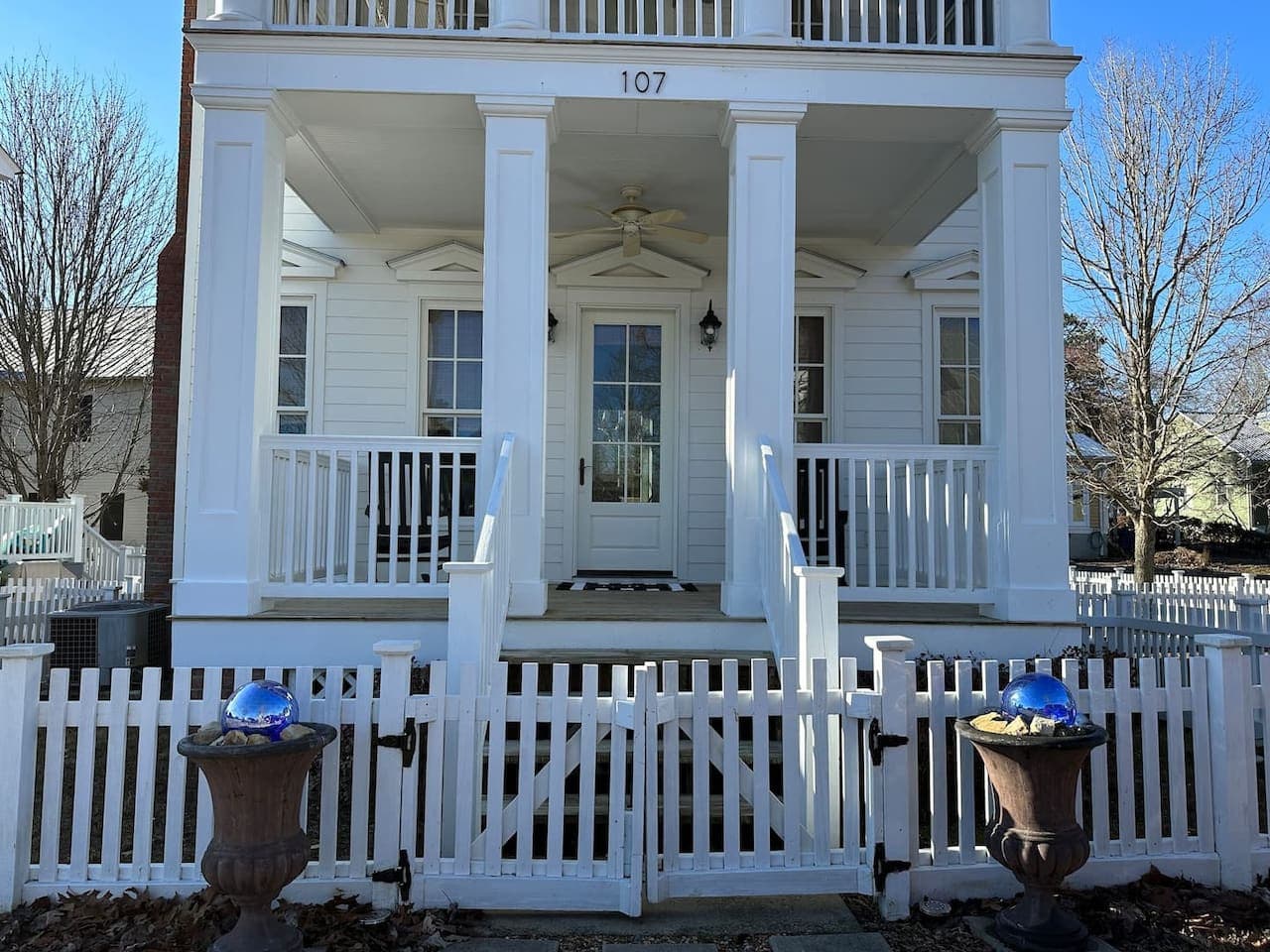 A charming front gate welcomes you to your peaceful getaway.