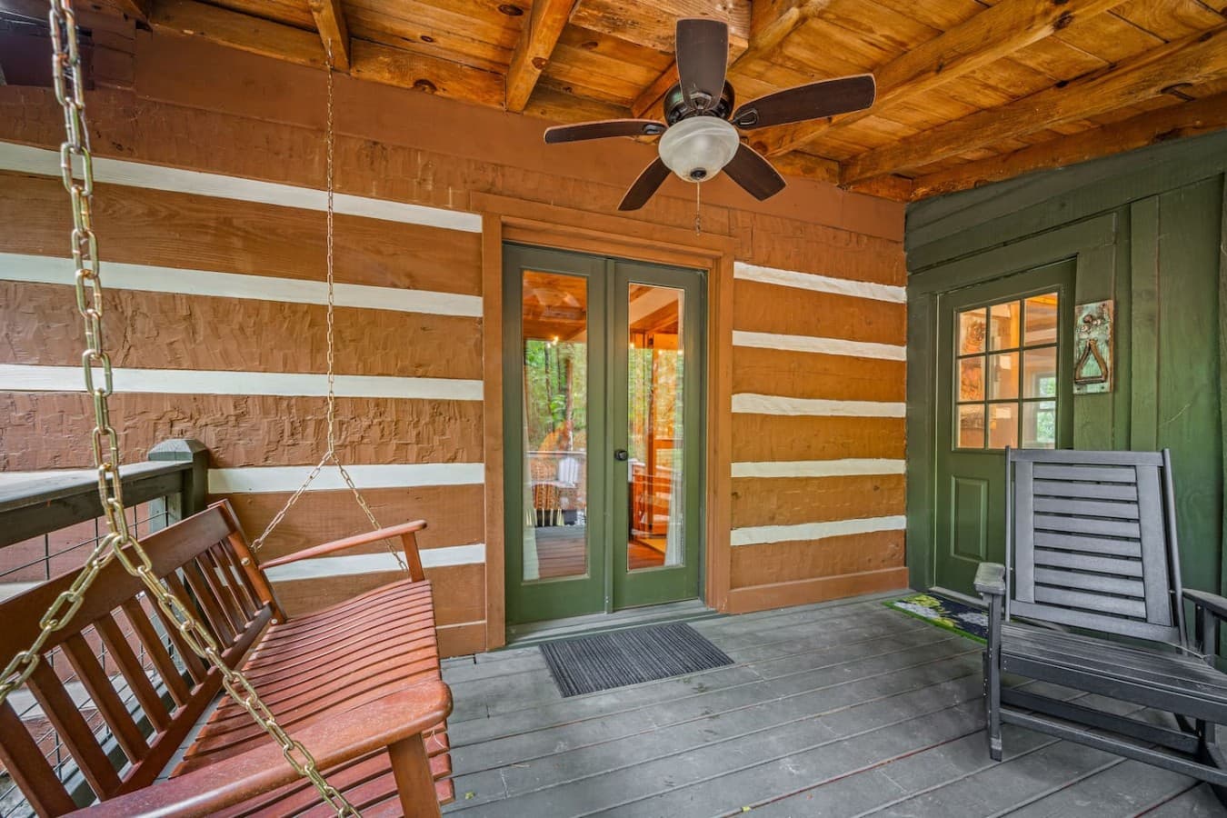 Covered back porch off the master bedroom.