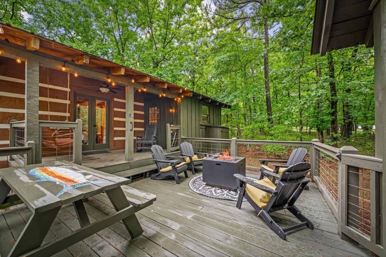 Relax on the back porch and enjoy the peaceful surroundings.