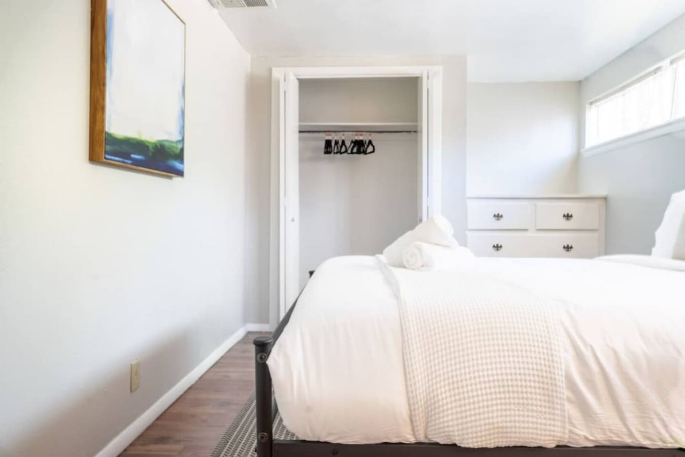 Slip into soft linens and a queen bed that makes mornings harder to leave.