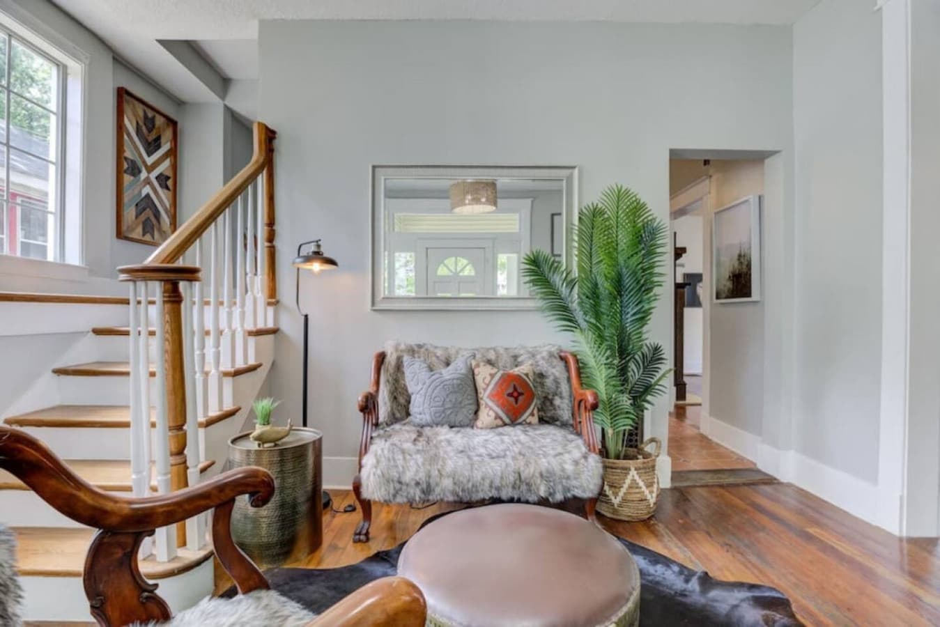 Step inside to a welcoming seating area with timeless style and charm.