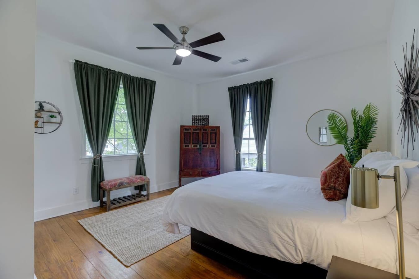 A peaceful pause in your journey—queen bed included.