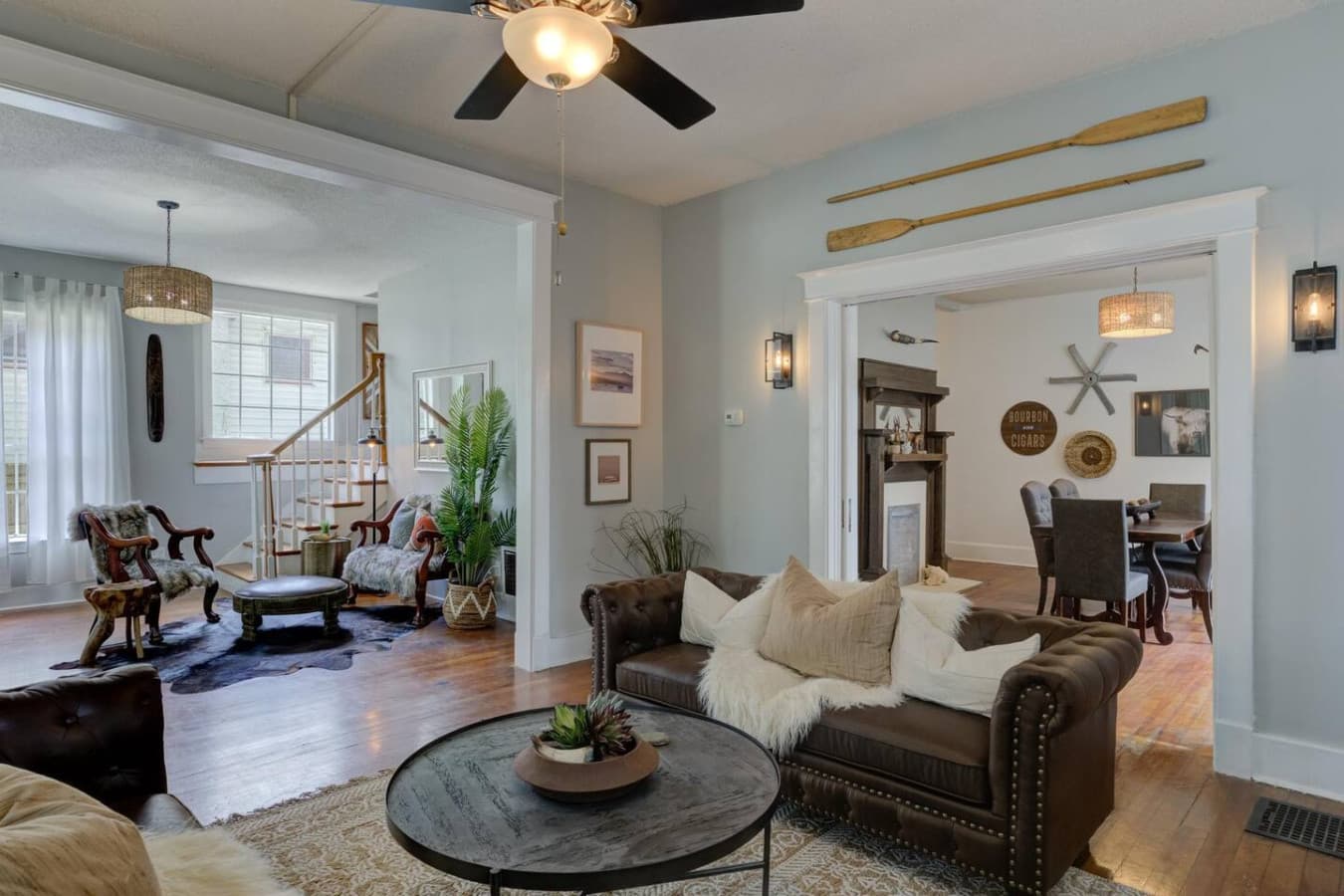 Your living room retreat with plenty of cozy seating for everyone.