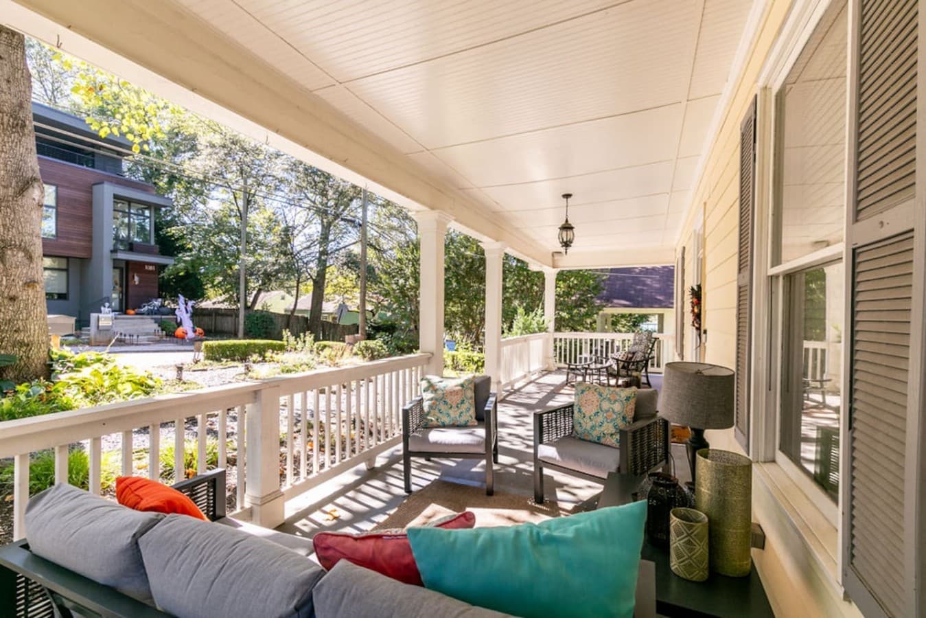 A classic front porch made for people-watching and fresh air.