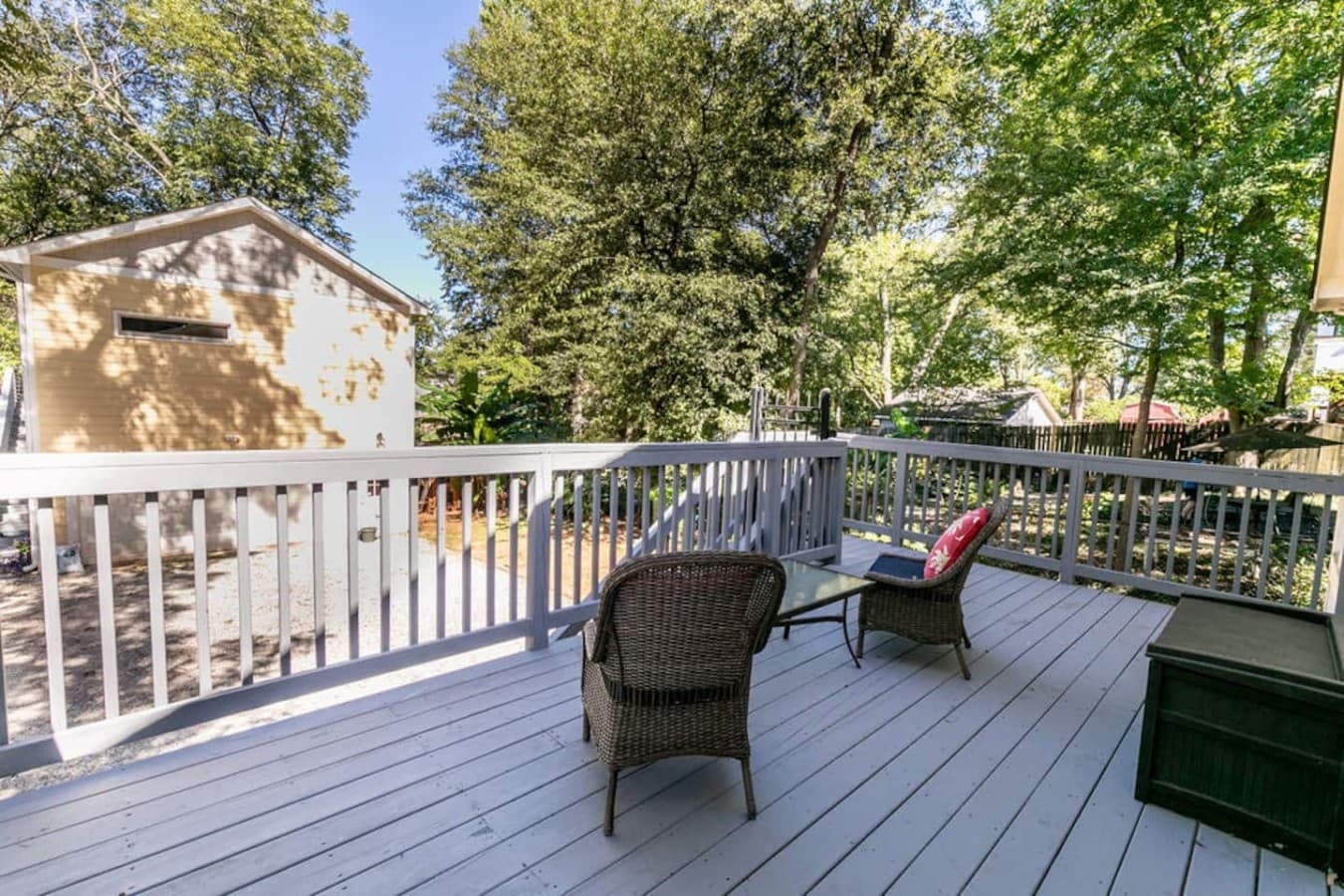 Back deck evenings beneath the trees feel a world away from the city.