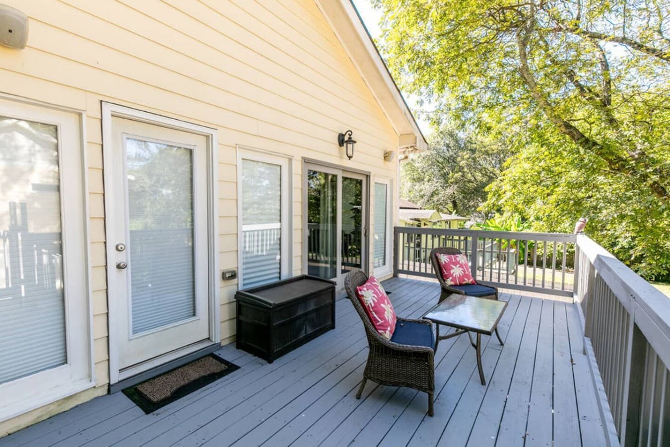The kind of back deck that makes you want to stay outside awhile.