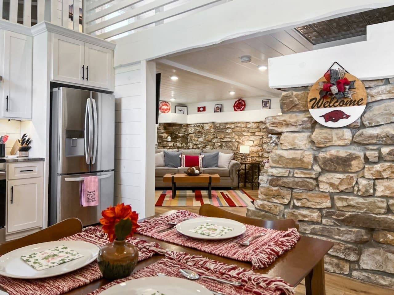 The eat-in kitchen opens to the living room for easy meals and conversation.
