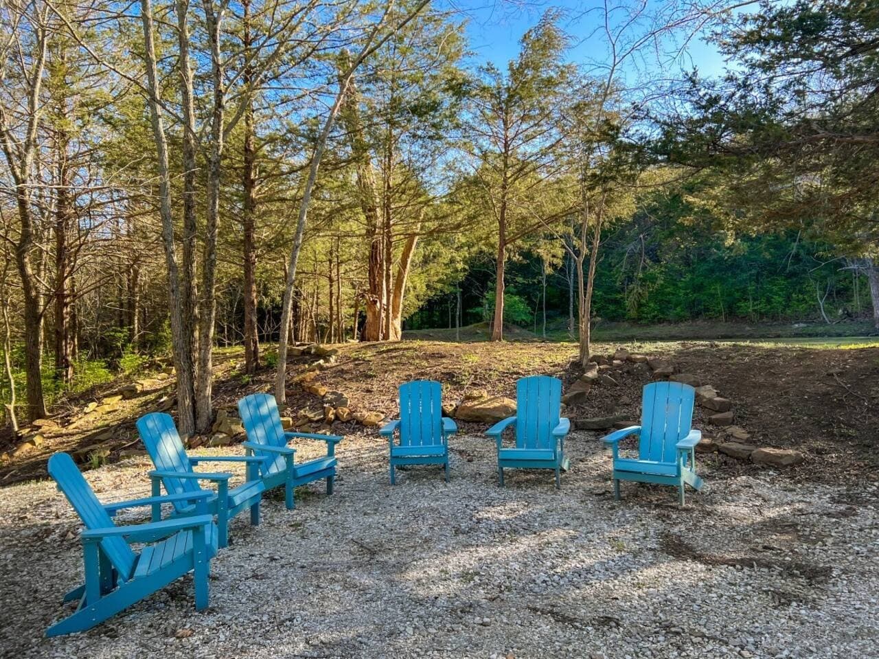 More outside seating for even more time outside under the trees.