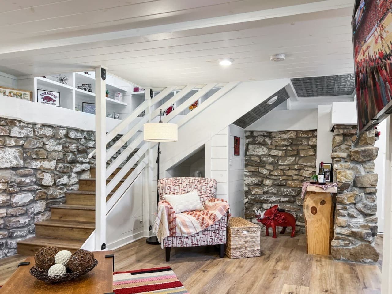 A clever little nook for getting ready, sipping coffee, or pouring a drink after exploring NWA.