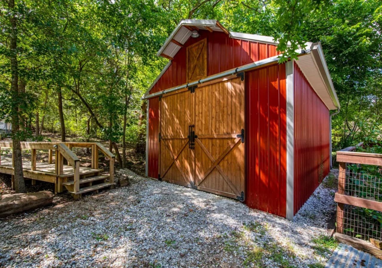 The shared bike barn.