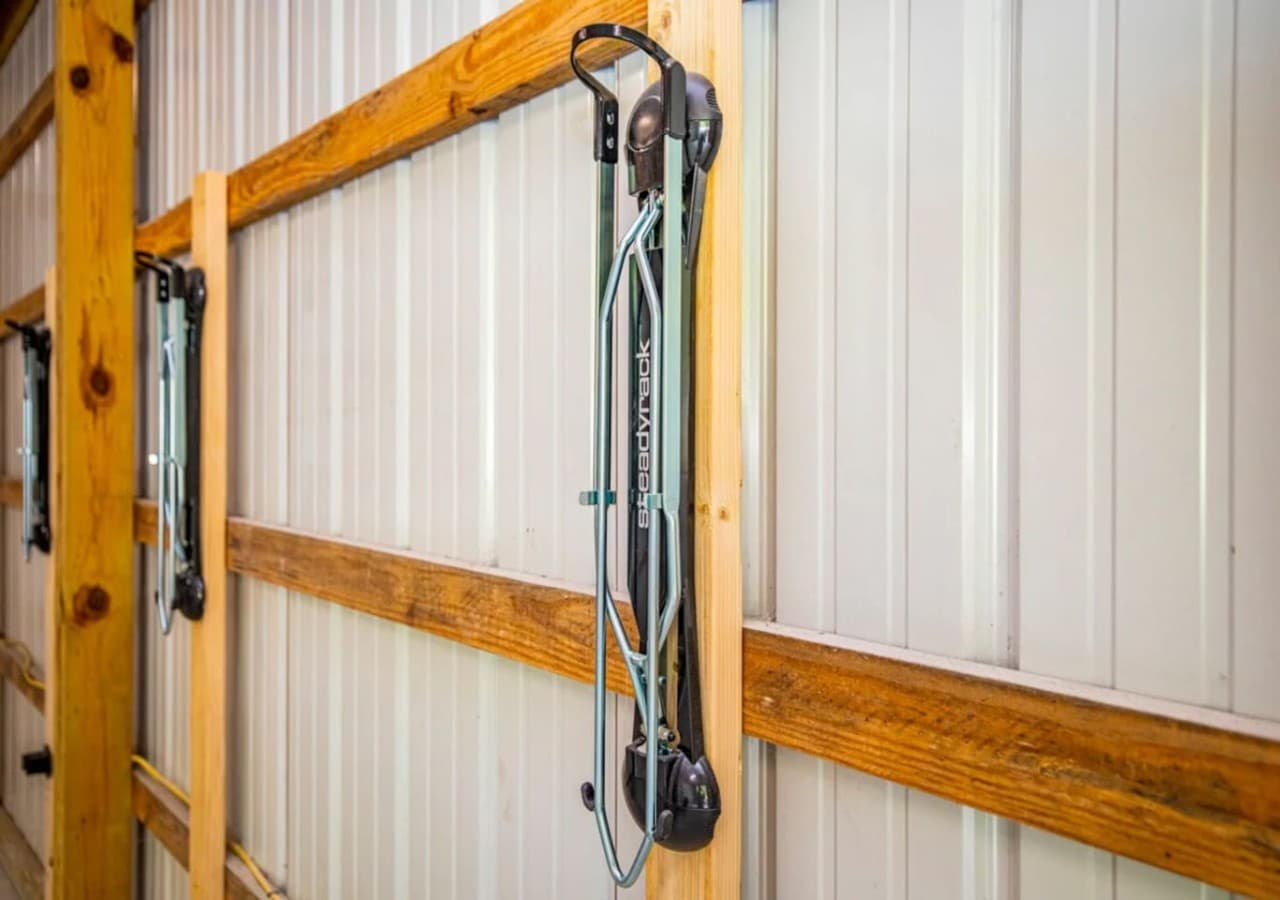 There's room for 8 bikes on the wall in the barn.