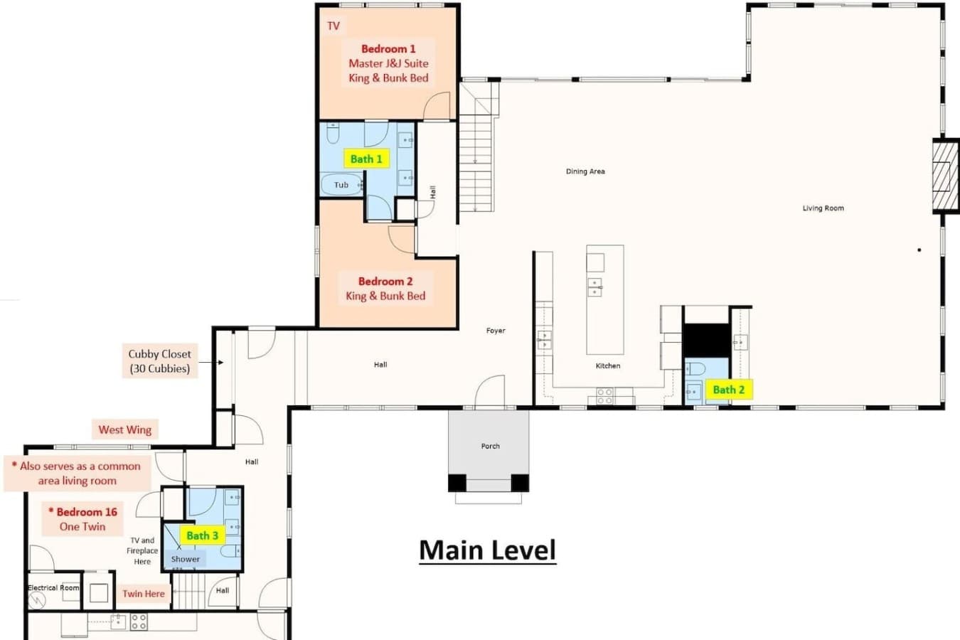 Main Level Bedroom Map