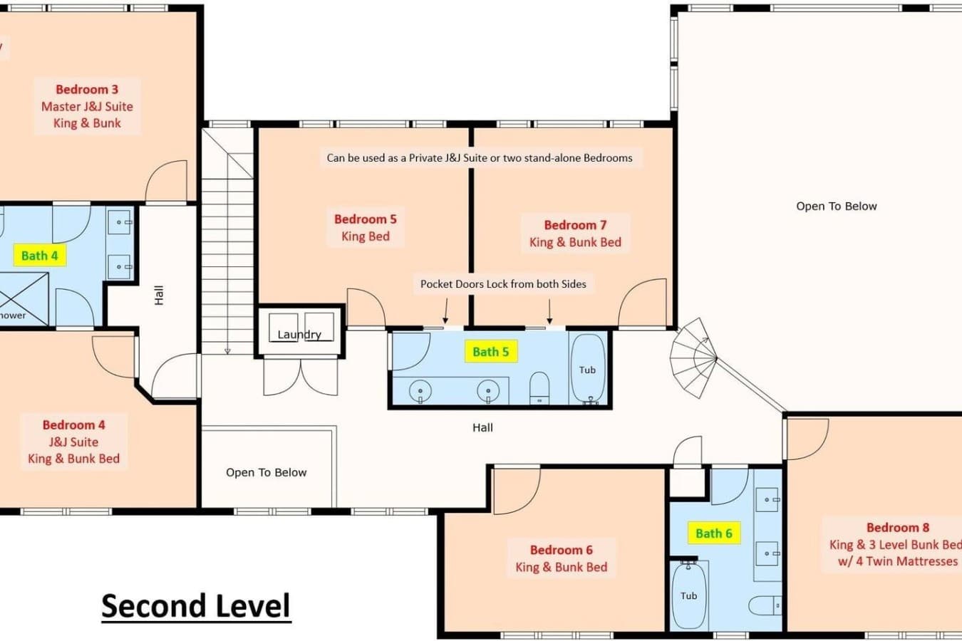 Second Level Bedroom Map