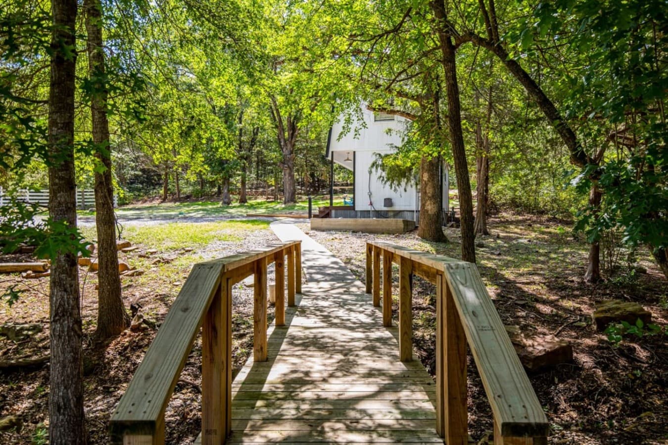 This bridge goes over a small creek and leads you to the bike barn.