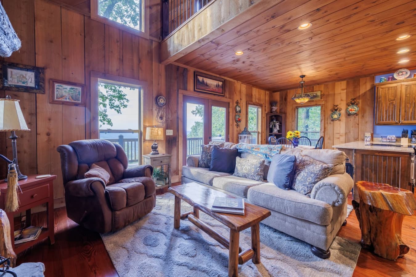 Comfortable Living Room with VIEWS!
- Indoor Wood Burning Fireplace 
- TV & WiFi