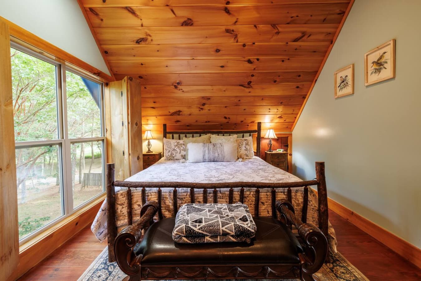 BEDROOM 2: King bed in the upstairs bedroom. Very warm and welcoming after a long day of adventure.