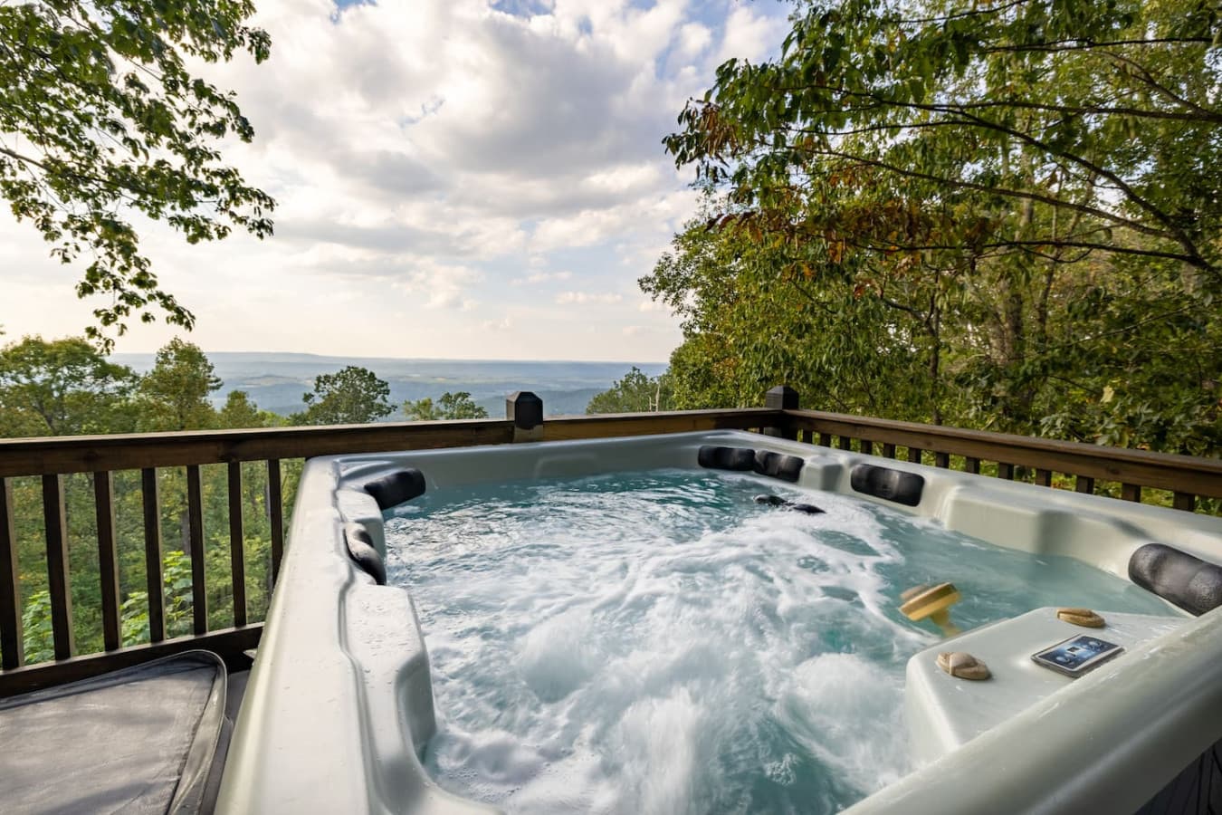 Relax while soaking in the hot tub under the stars after a long day of exploring the mountain.
