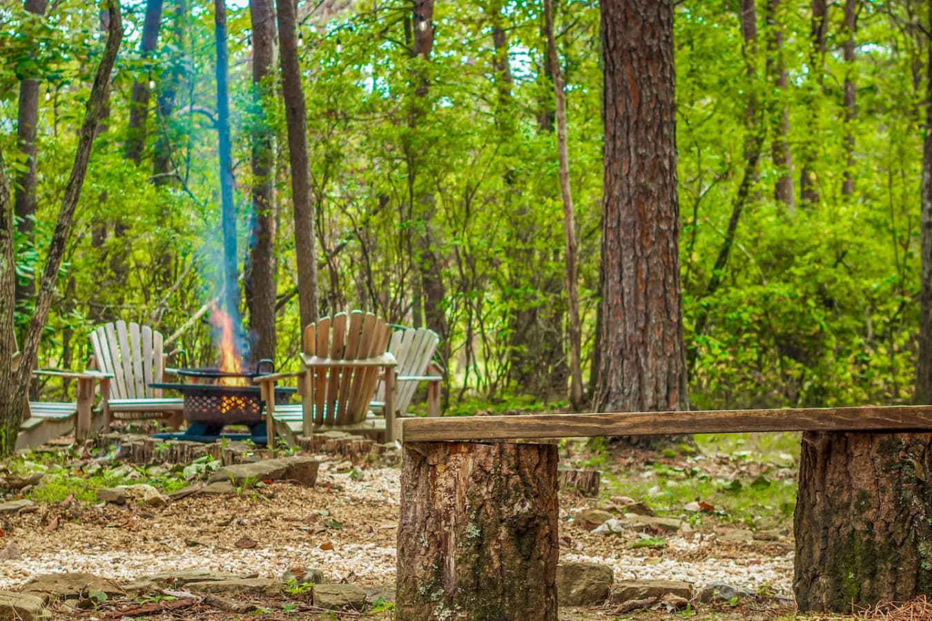 Peaceful seating by the fire — ideal for morning coffee or sunset vibes.