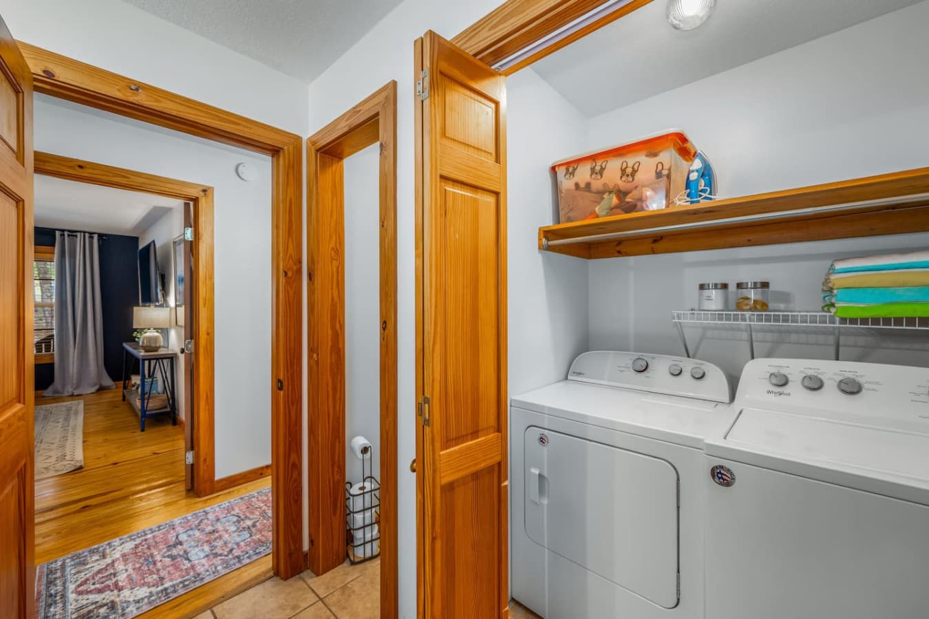 Convenient laundry area with washer and dryer for your stay.