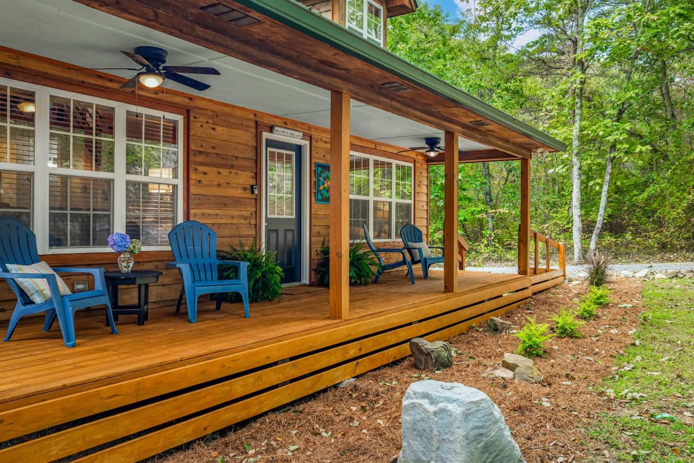 Relax on the front covered porch and take in the fresh air.