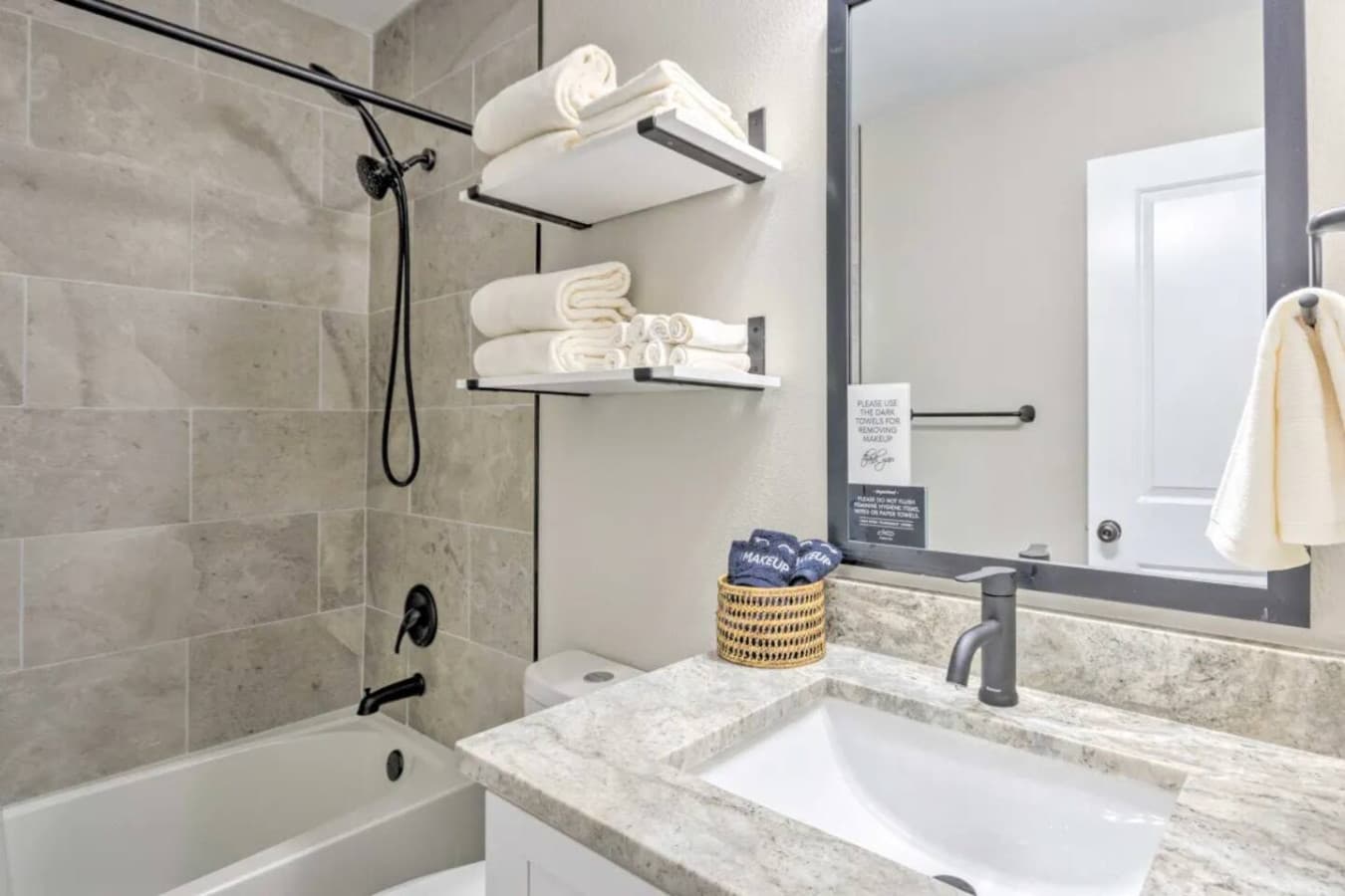 A clean and modern bathroom with all the essentials for a refreshing stay.