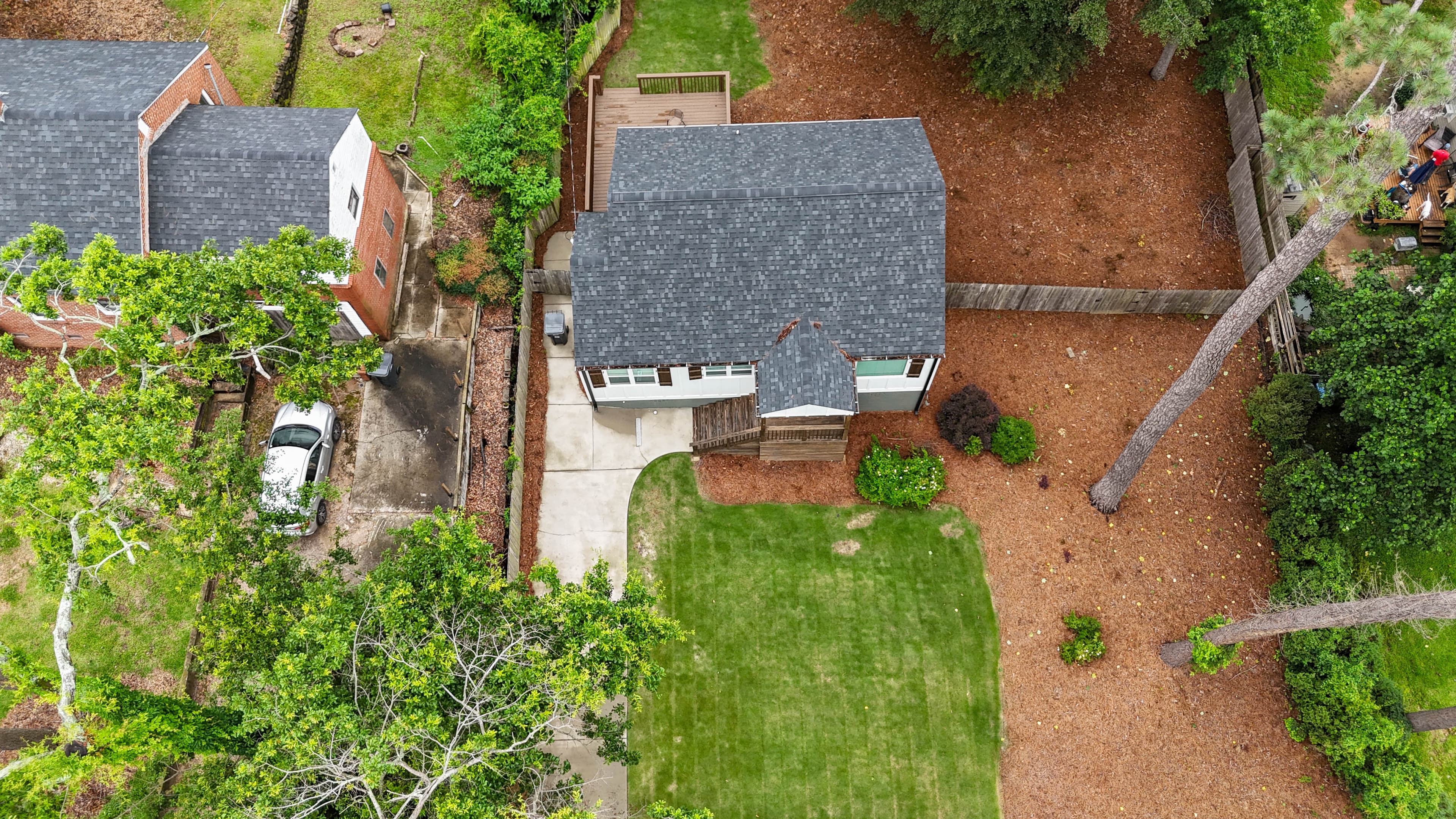 Top view of yard & parking