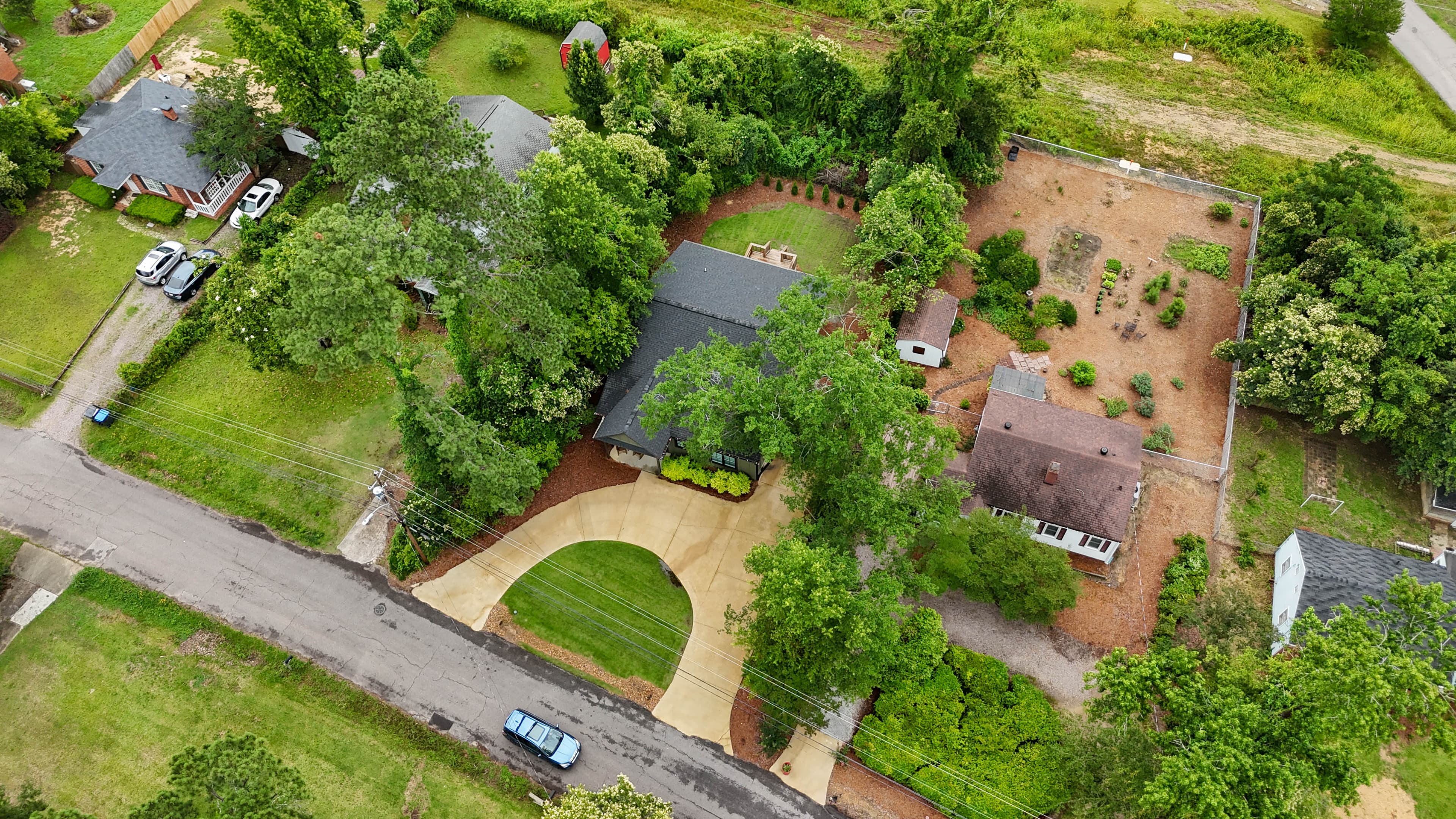 Driveway, parking and yard