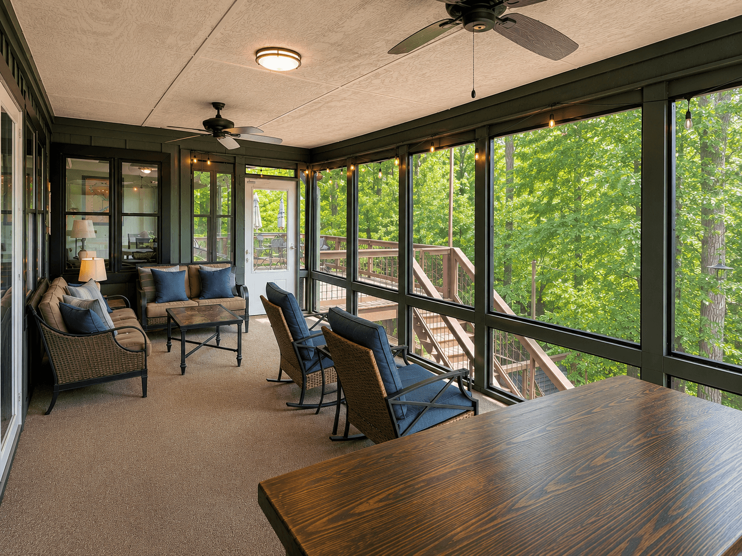 Relax on the peaceful screened in porch