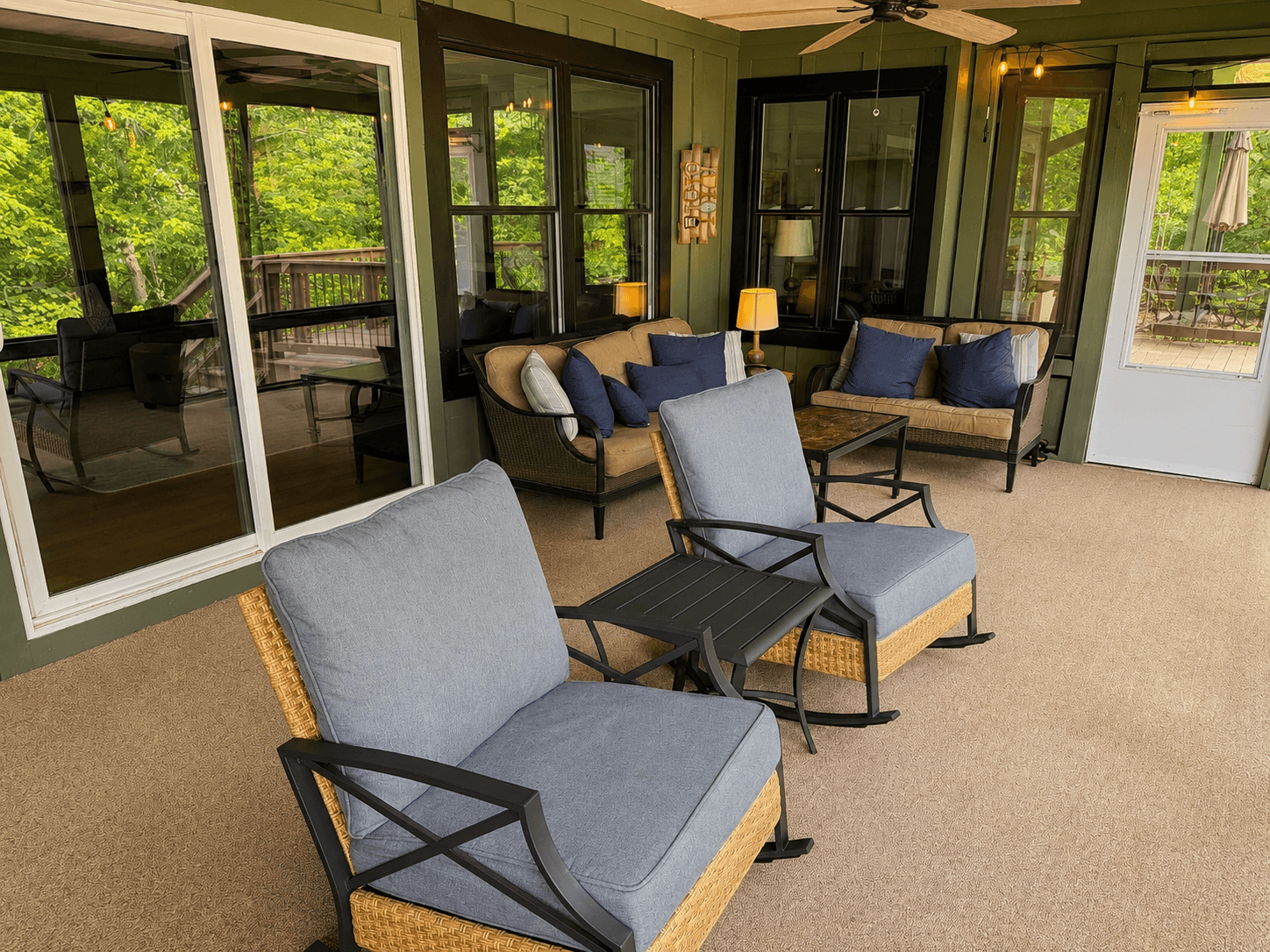 Relax on the peaceful screened in porch