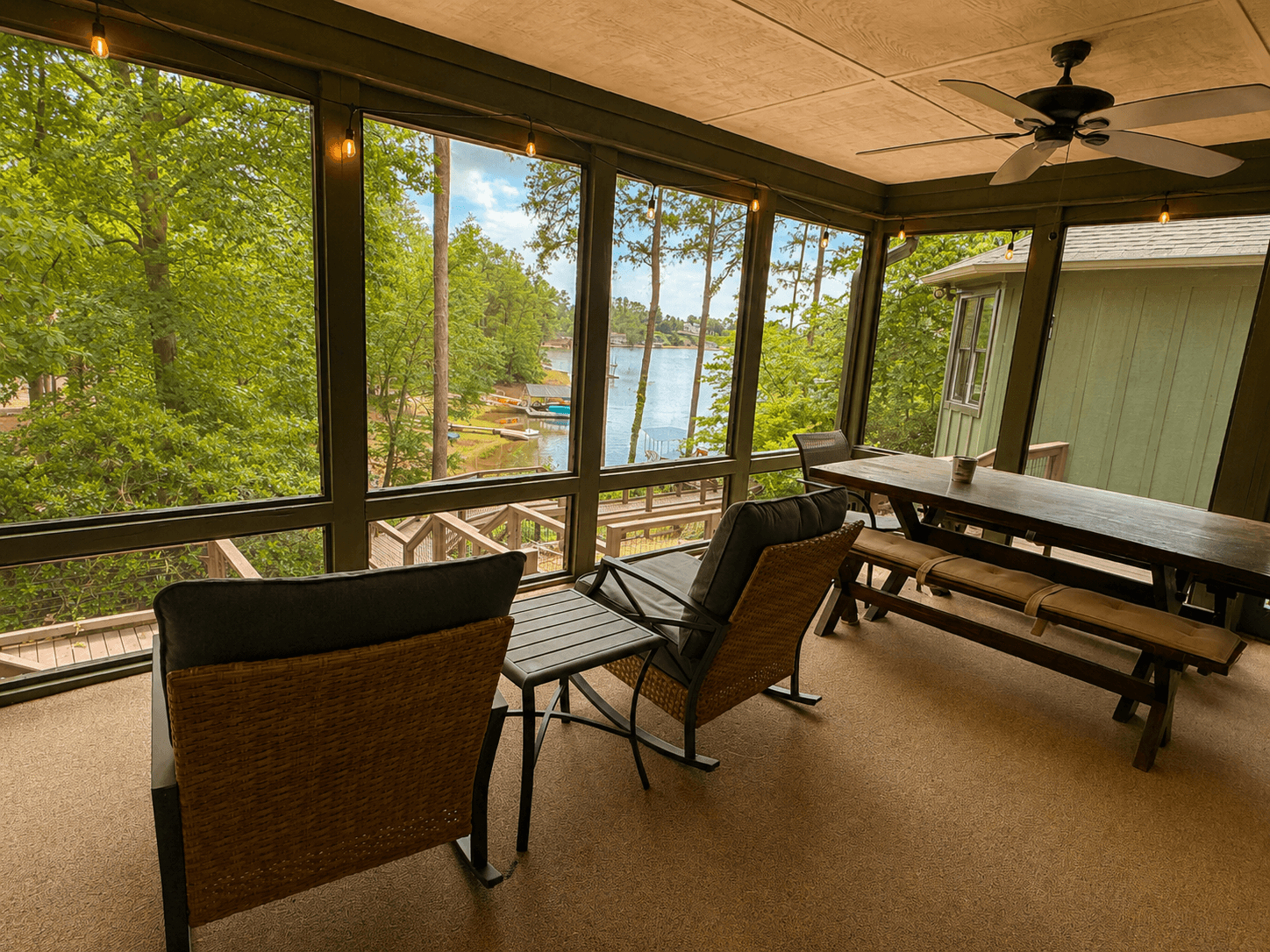 Relax on the peaceful screened in porch