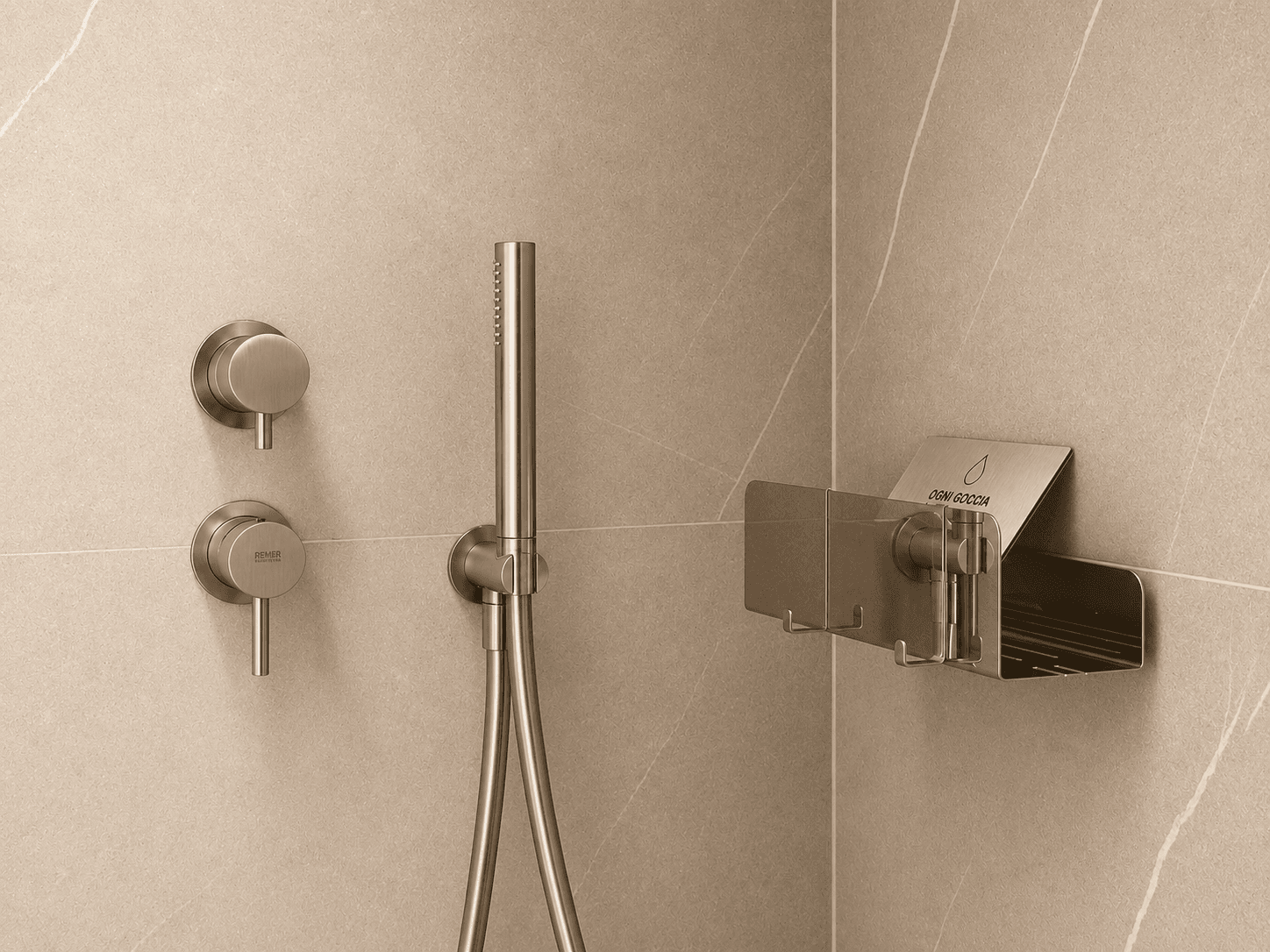 AZULIS DelleTerme Suites Walk in shower with chrome fixtures and rainfall head by RENTAL12