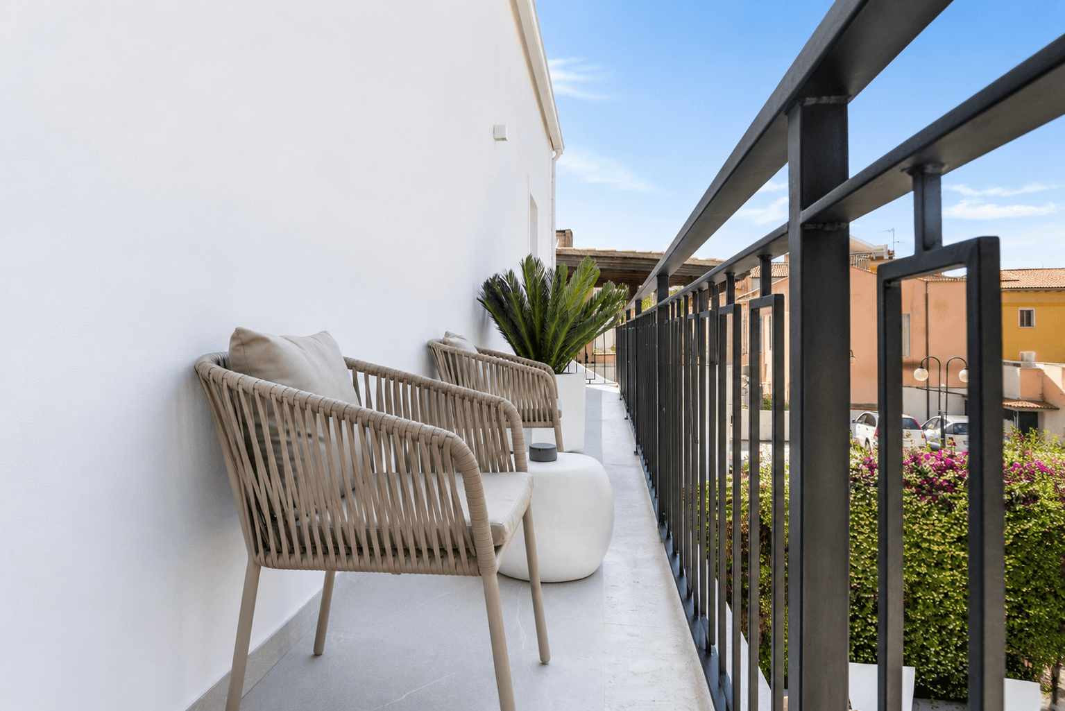 AZULIS DelleTerme Suites Sunny private balcony with outdoor seating by RENTAL12