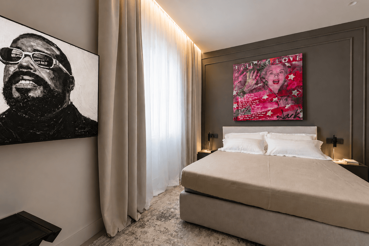 AZULIS DelleTerme Suites Bedroom with king bed custom pillows and 5 star hotel grade linen by RENTAL